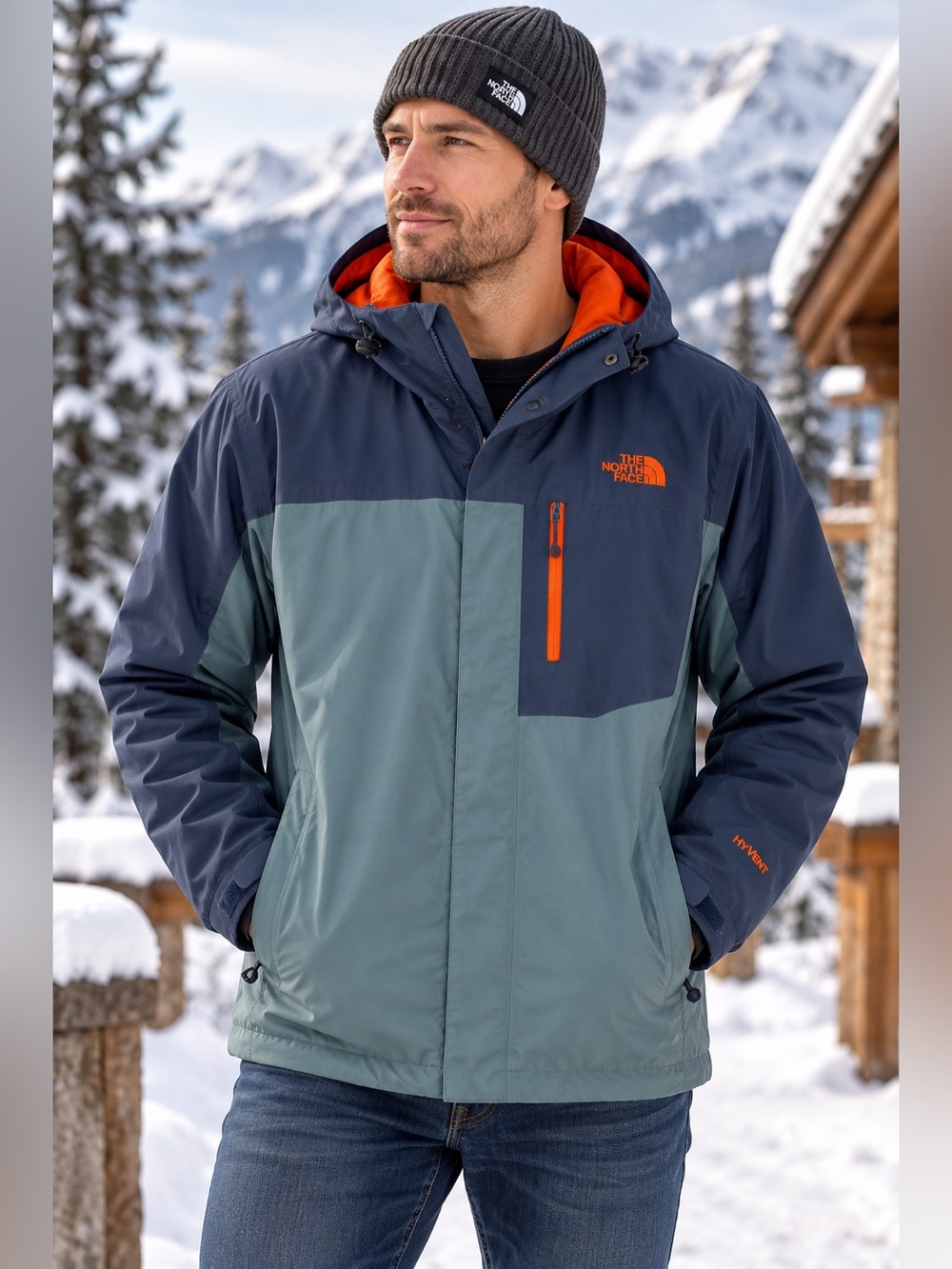 The North Face Men's XL 3-in-1 HyVent
Jacket Navy Orange With Puffer Liner